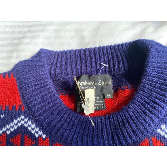NWT Vintage Abraham and Straus Winter Snow Fair Isle Christmas Nordic Sweater M - Picture 5 of 7